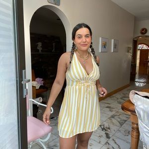 Forever 21 Striped Yellow & White Mini Dress